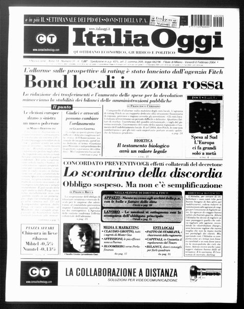 Italia oggi : quotidiano di economia finanza e politica